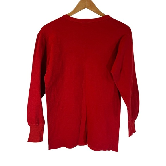 Mark Abrahams Vintage Plain Red Knit Long Sleeve Shirt Two Layer Fabric Pullover - Picture 2 of 4